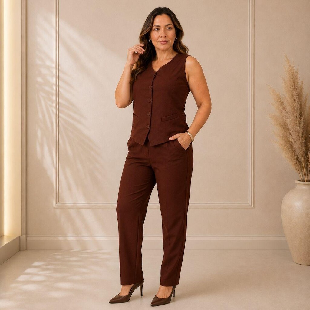 Conjunto Alfaiataria Lyocel Colete / Calça
