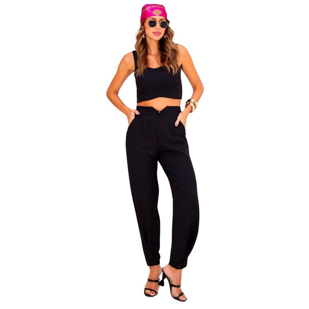 CONJUNTO ALFAIATARIA TOP E CALÇA PREMIUM ELEGANTE