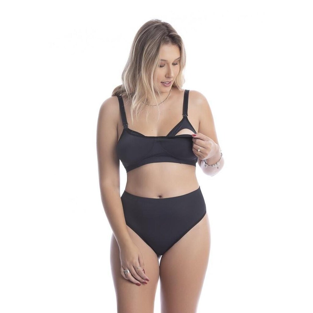 Conjunto Amamentação Sutiã Amamentar +Calcinha Alta Microfibra Pós Parto