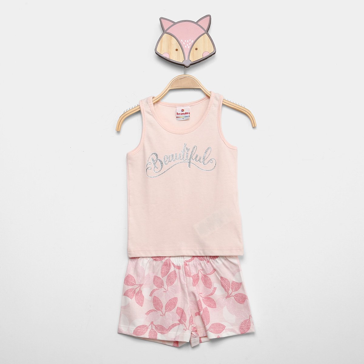 Conjunto Bebê Brandili Beautiful Regata + Short Menina - Rosa Menor preço em Conjunto Bebê Brandili Beautiful Regata + Short Menina - Rosa