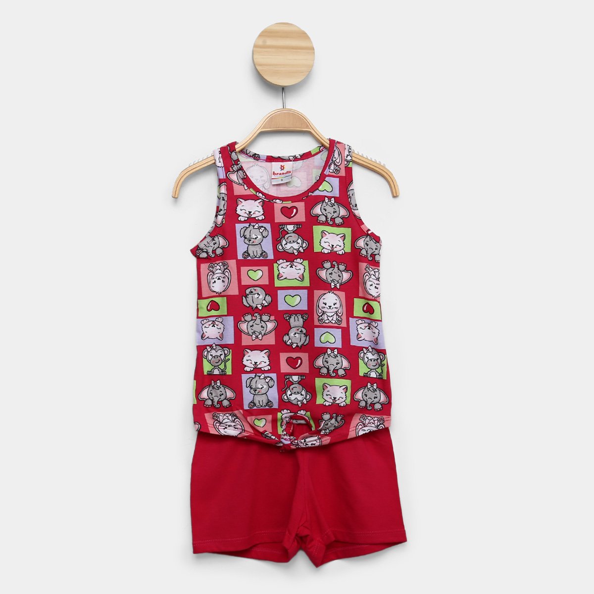 Conjunto Bebê Brandili Estampado Regata + Short Menina - Pink Menor preço em Conjunto Bebê Brandili Estampado Regata + Short Menina - Pink