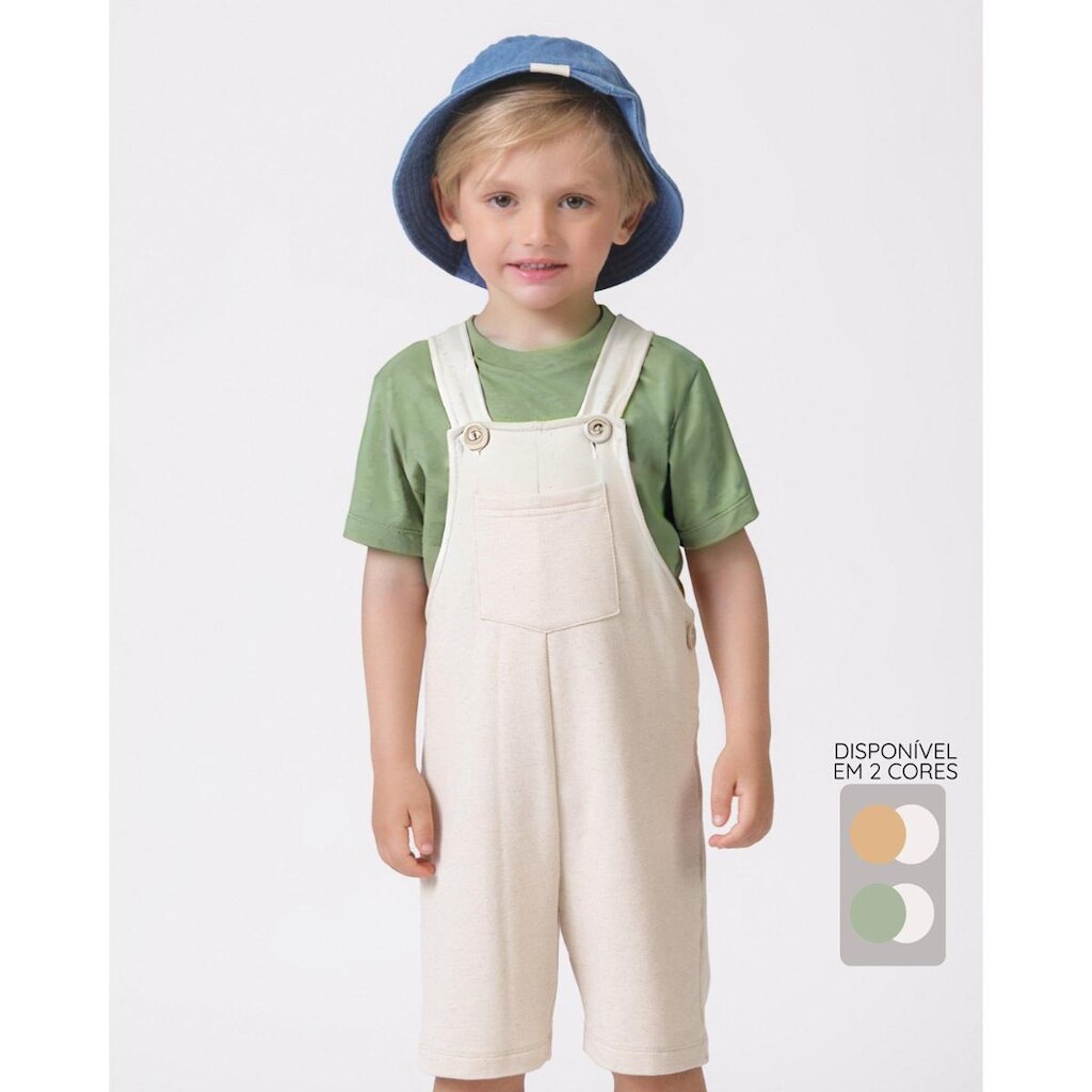 Conjunto Bebê Jardineira Blusa Malha - Menino Tamanho 1 a 4