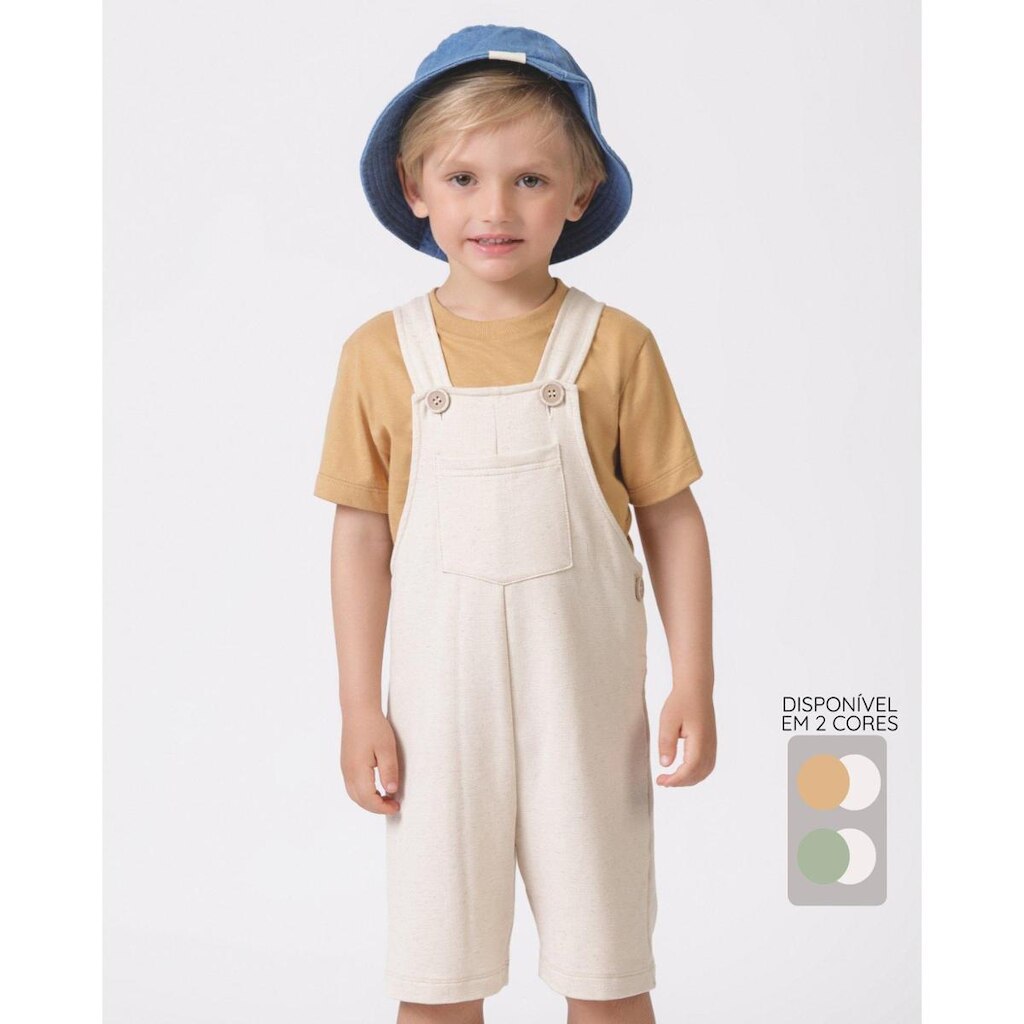 Conjunto Bebê Jardineira Blusa Malha - Menino Tamanho P a G