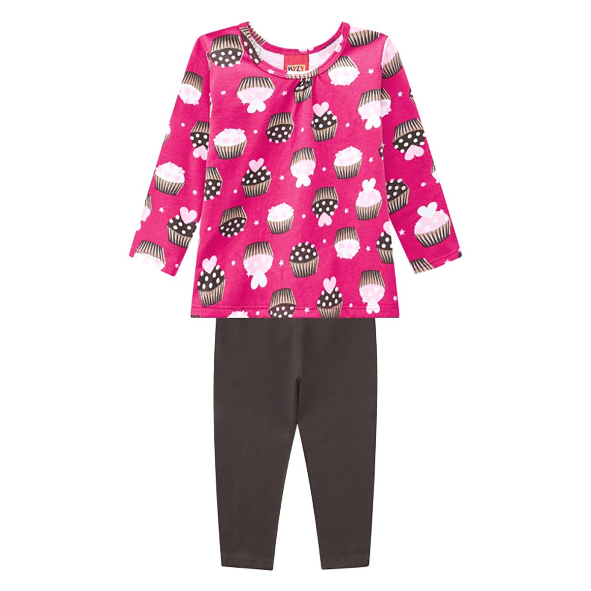 Conjunto Bebê Kyly Estampado Longo Feminino - Pink Menor preço em Conjunto Bebê Kyly Estampado Longo Feminino - Pink