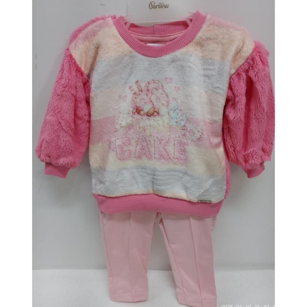 Conjunto Bebê Menina Blusa Pelo Luxo Inverno Paraiso 14654