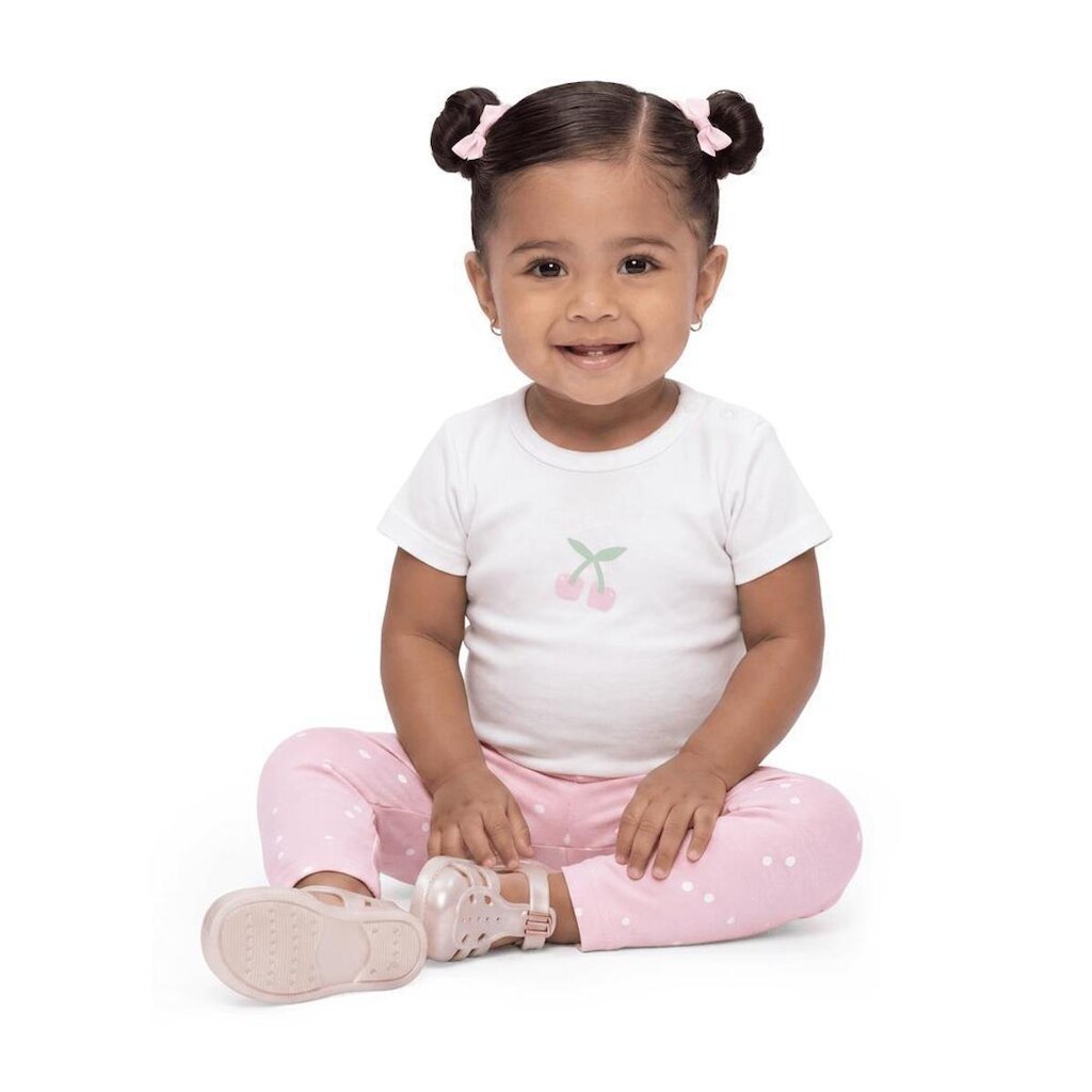 Conjunto Bebê Menina Cerejinhas Alphabeto Off e Iogurte