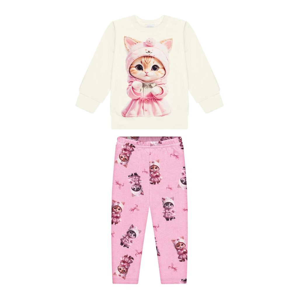 Conjunto Bebê Menina Inverno Moletinho Gatinha Alakazoo