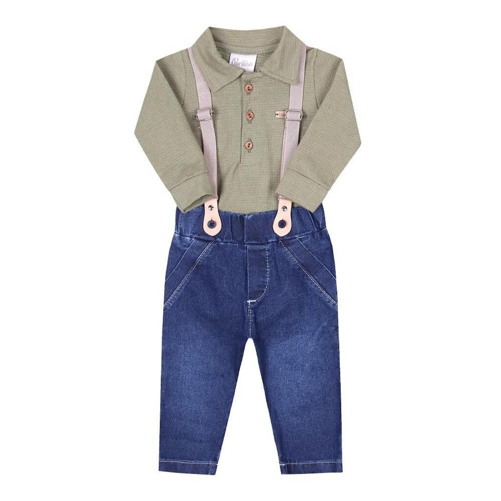 Conjunto Bebê Menino Body Calça Suspensório Paraiso 15397