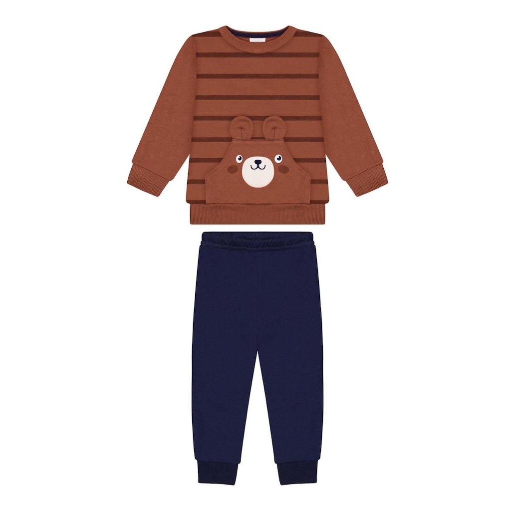Conjunto Bebê Menino em Moletom Felpado Ursinho Alakazoo