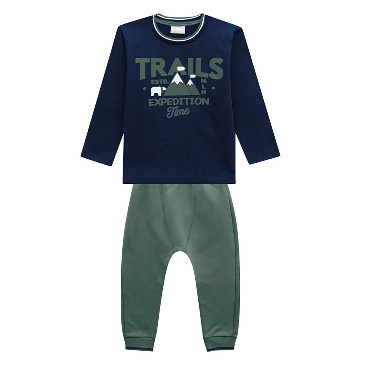 Conjunto Bebê Milon Trails Camiseta Manga Longa + Calça Moletom Masculino - Marinho é boa?