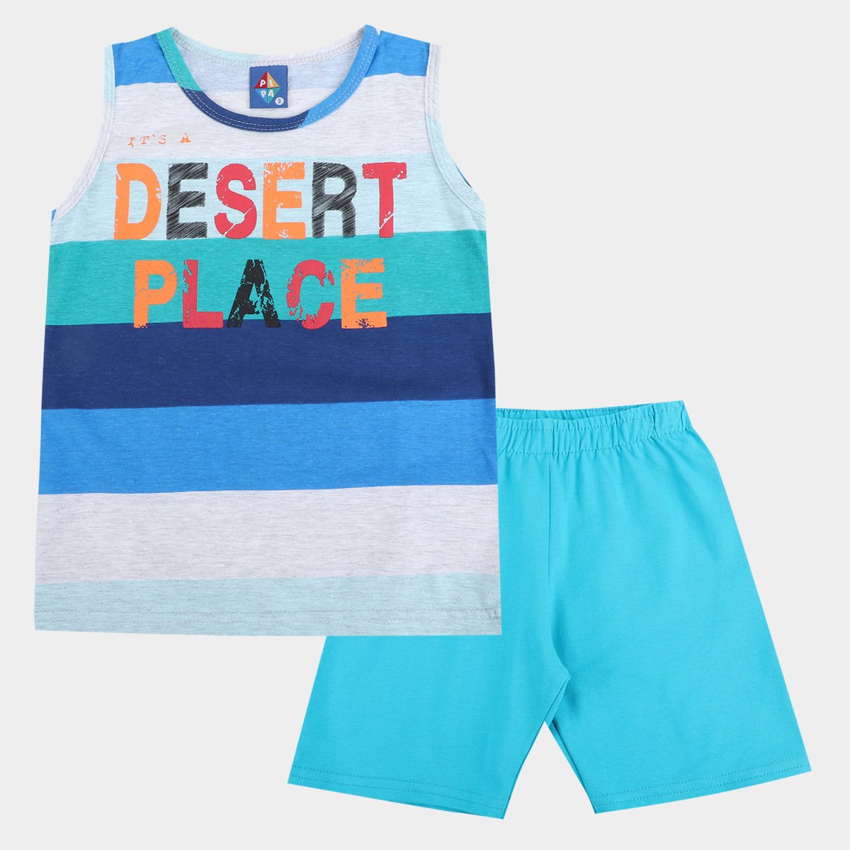 Conjunto Bebê Pipa Desert Regata + Bermuda Masculino - Verde Menor preço em Conjunto Bebê Pipa Desert Regata + Bermuda Masculino - Verde