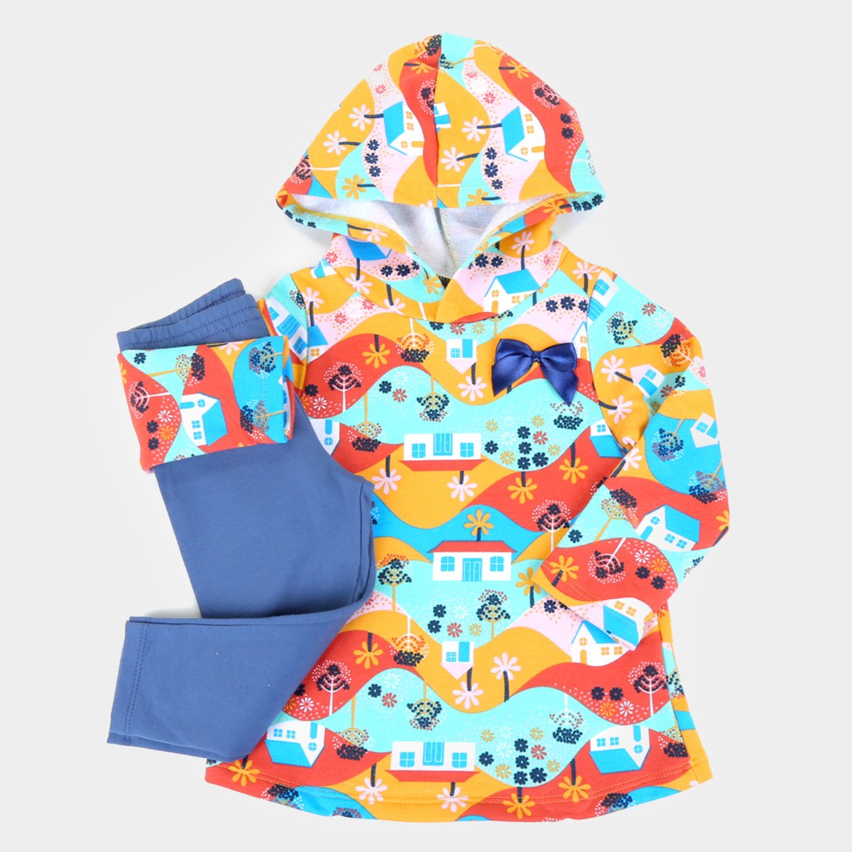 Conjunto Bebê Pipa Estampado Capuz Feminino - Amarelo Menor preço em Conjunto Bebê Pipa Estampado Capuz Feminino - Amarelo