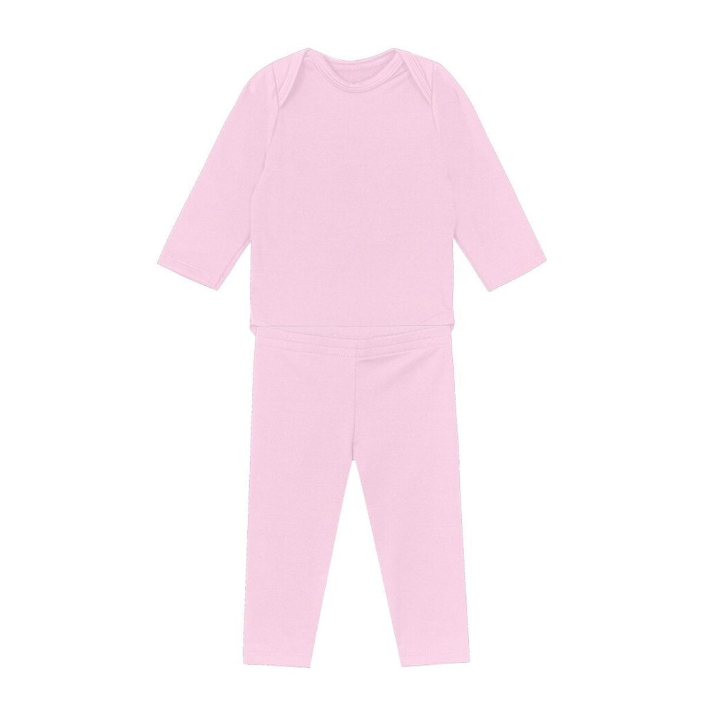 Conjunto Bebê Térmica Body/Calça Rosa Claro Brandili