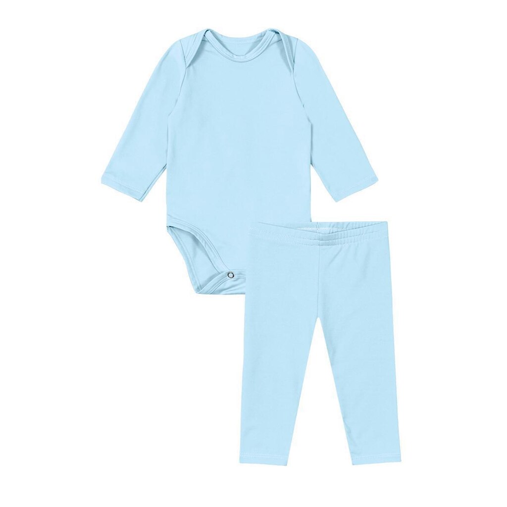 Conjunto Bebê Térmico Body/Calça Azul Claro Quentinho Brandili