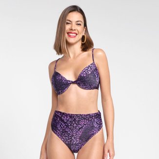 Conjunto Biquini Com Bojo Acqua By Classic Meia taça E Hot Pant Estampado