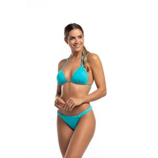 Conjunto Biquíni Cortininha Liso Azul Turqueza Miami