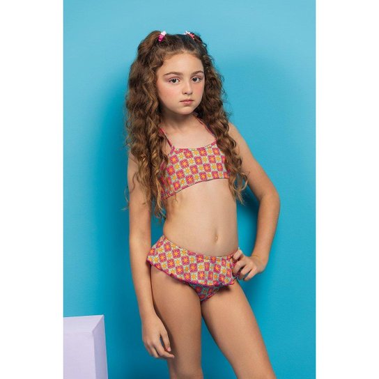 Conjunto Biquíni Infantil Com Babado