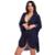 Conjunto Biquíni Tanga com Fita + Saída de Praia de Ponta Feminina Barra Assimétrica Moda Praia - Marinho