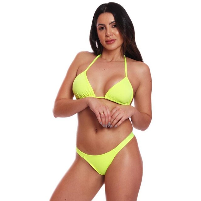 Conjunto Biquíni Tanga com Fita + Saída de Praia de Ponta Feminina Barra Assimétrica Moda Praia