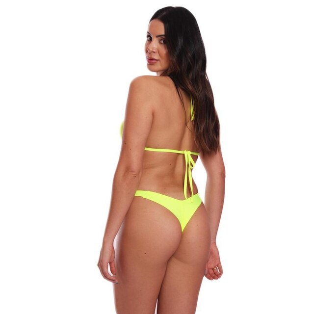 Conjunto Biquíni Tanga com Fita + Saída de Praia de Ponta Feminina Barra Assimétrica Moda Praia