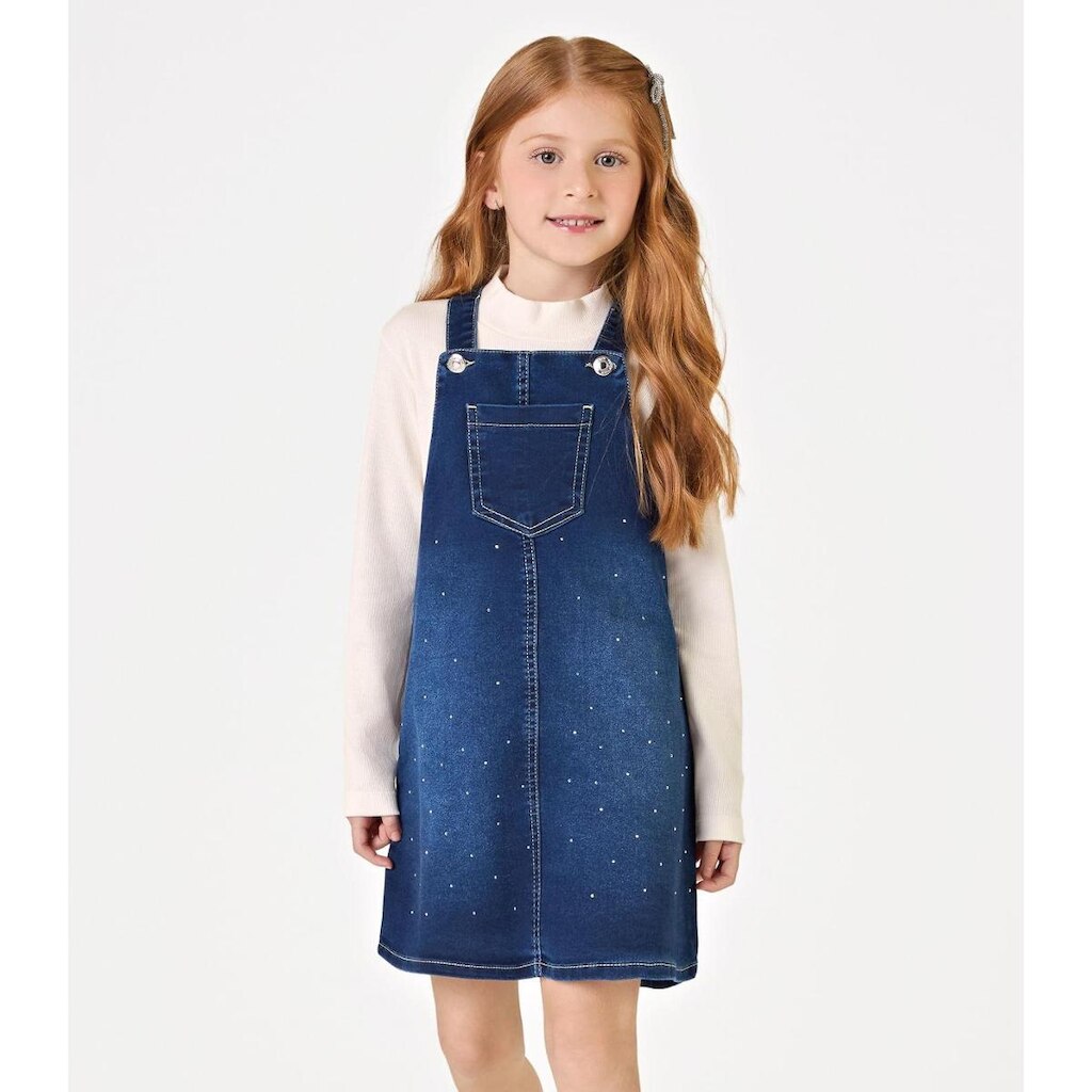 Conjunto Blusa Com Salopete Jeans Trick Nick Azul