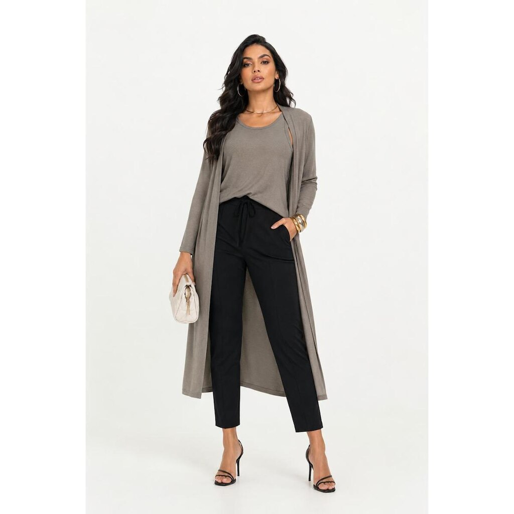 Conjunto Blusa e Kimono D Bell Outlet Fashion Capuccino