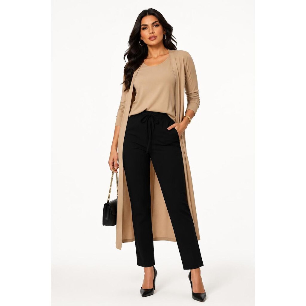 Conjunto Blusa e Kimono D Bell Outlet Fashion Caramelo