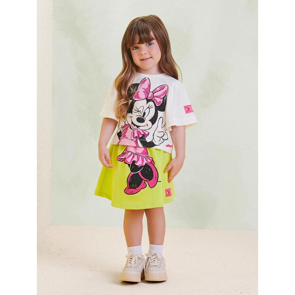 CONJUNTO BLUSA E SHORTS MINNIE PAZ E AMOR ANIMÊ