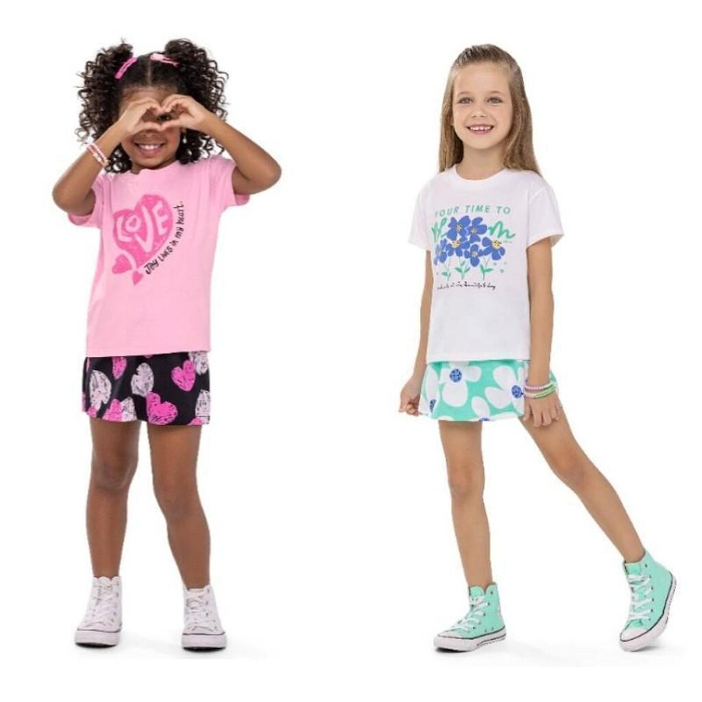 Conjunto blusa e shorts saia estampado Elian