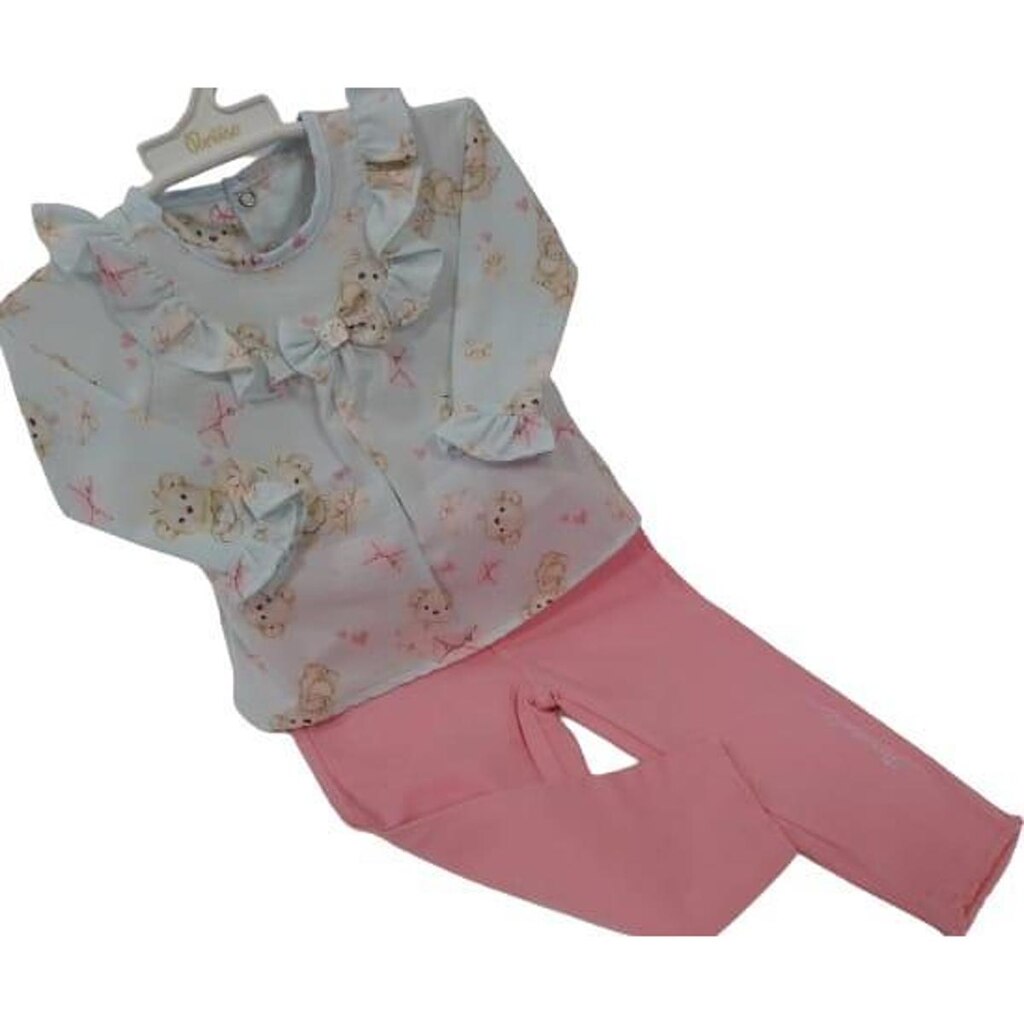 Conjunto Blusa Estampada + Calça Bebê Menina Paraiso 13083