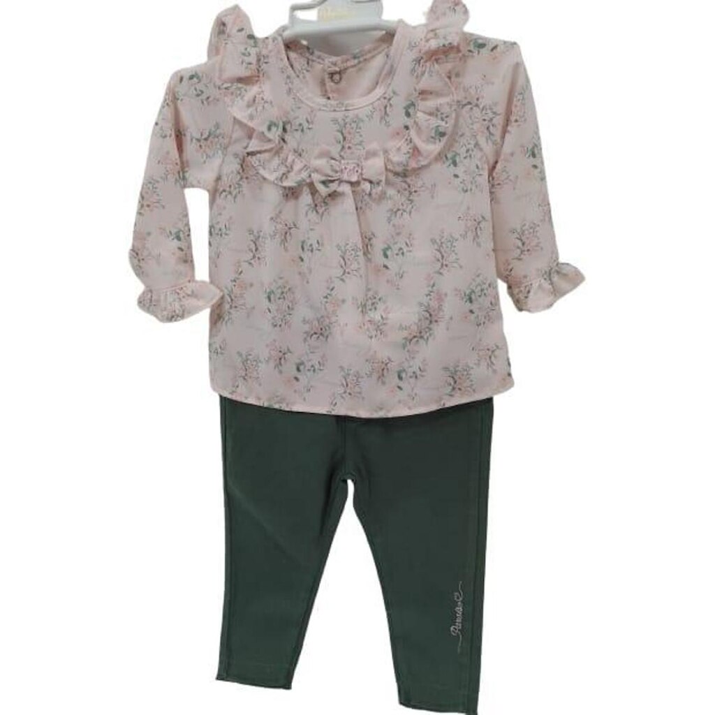 Conjunto Blusa Estampada Calça Bebê Menina Paraiso Rf 13083