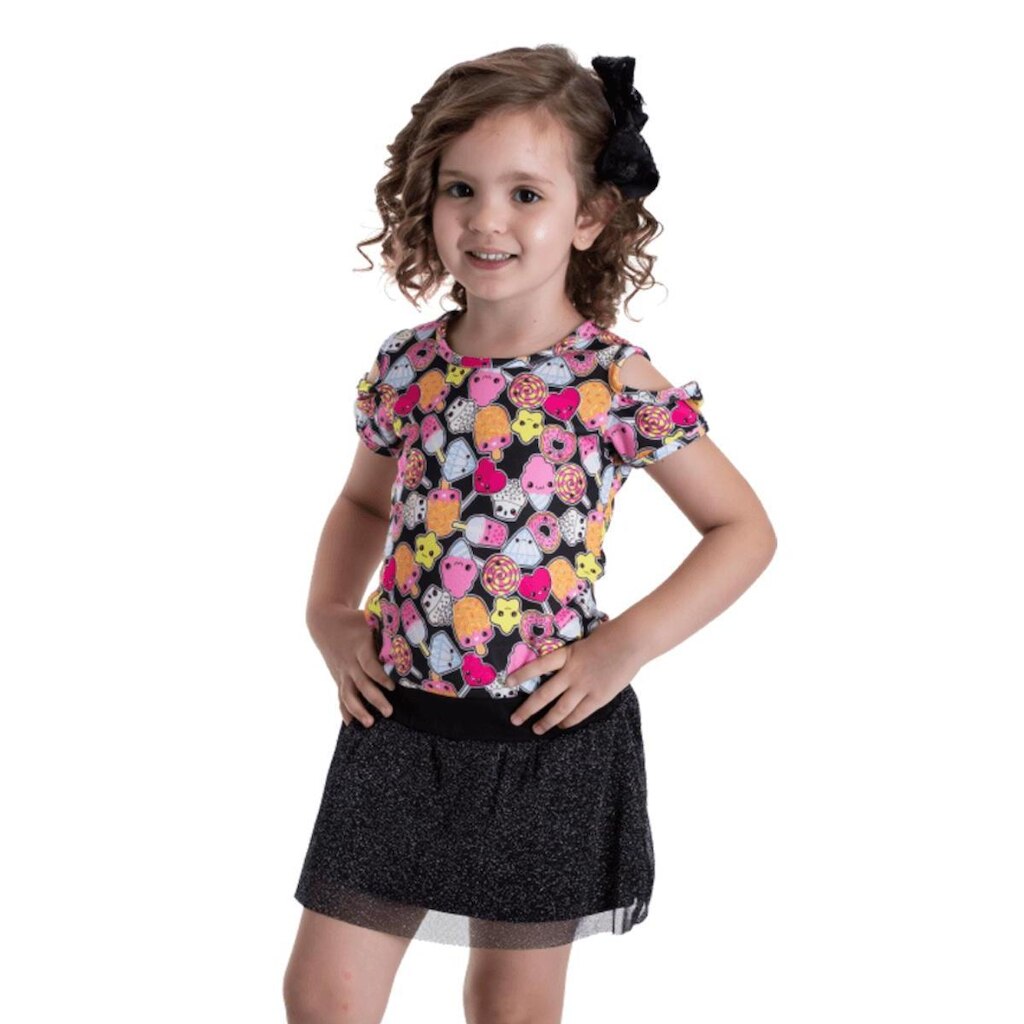 Conjunto Blusa Estampada e Short Saia - Patota Toda