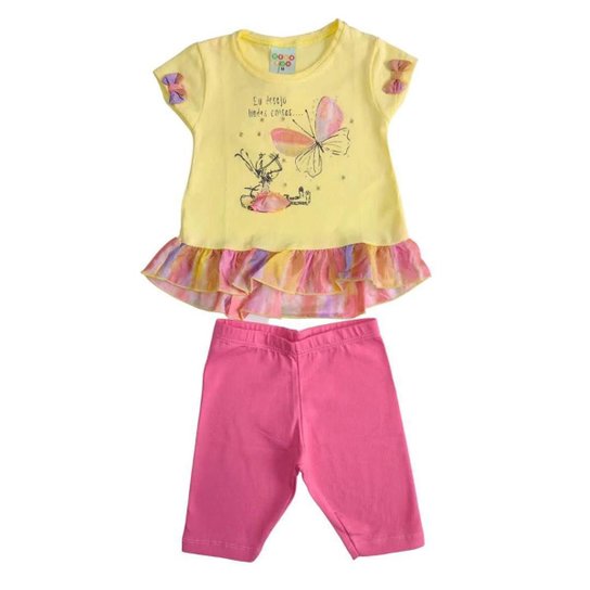 Conjunto Blusa Manga Curta com Bermuda Ciclista Infantil Have Fun P ao G