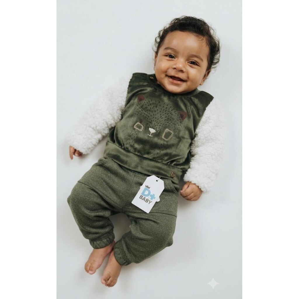 Conjunto Blusa Plush Calça Bebê Menino Inverno D+Baby 60332