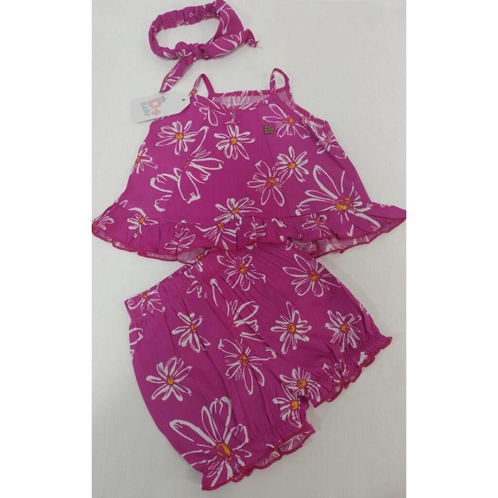Conjunto Blusa + Shorts Luxo Bebê Menina D+ Baby Verão 60200 - Uva - GG ( 12 -18 MESES )