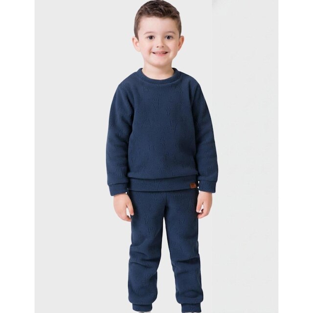 Conjunto Blusão Gola Redonda Com Calça Punho Verde Inverno Elegante Novo - Menino 1 a 4 anos