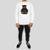 Conjunto Calça e Blusa Moletom Careca Sem Capuz Algodão Estampado - Branco+Preto