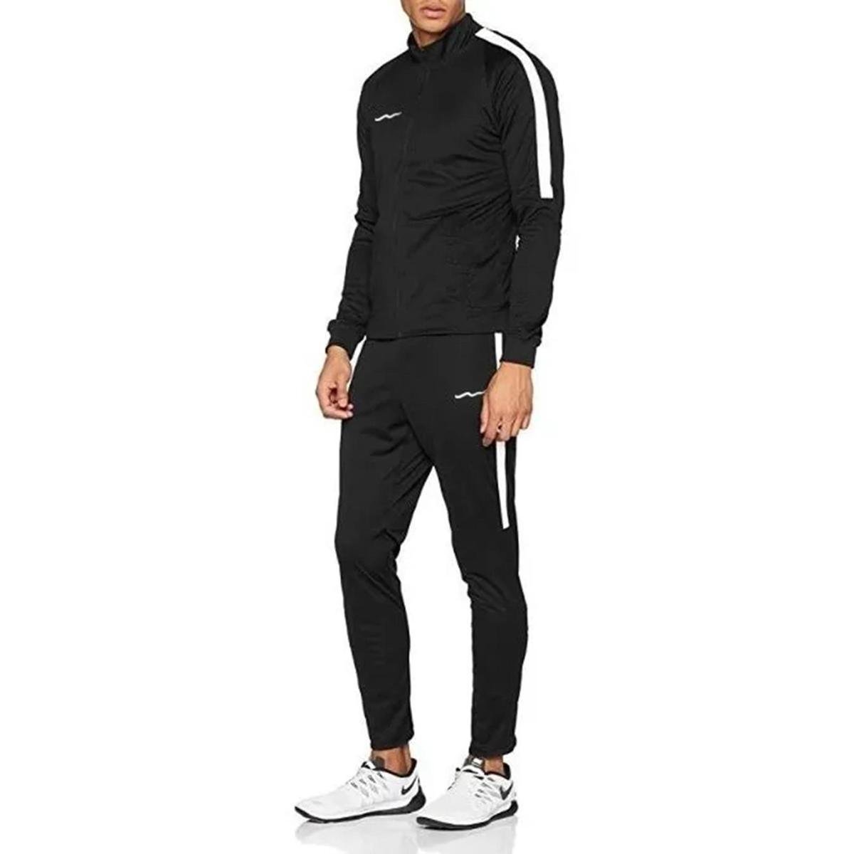 Conjunto Calça E Casaco Jaqueta Track Pants Colegial Esporte - Preto+Branco Menor preço em Conjunto Calça E Casaco Jaqueta Track Pants Colegial Esporte - Preto+Branco