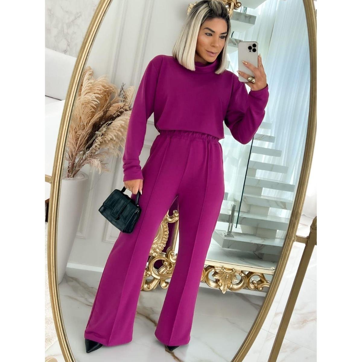 Inverno Calça Pantalona Com Casaco Calça Pantalona Calça Mom