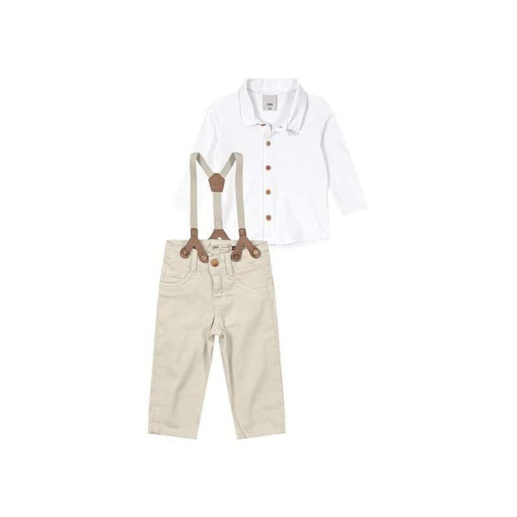 Conjunto Camisa Manga Longa + Calça Suspensório Carinhoso