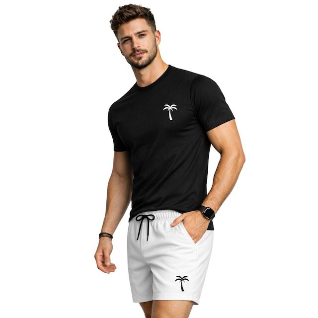 Conjunto Camiseta Algodão Estampada E Short Masculino