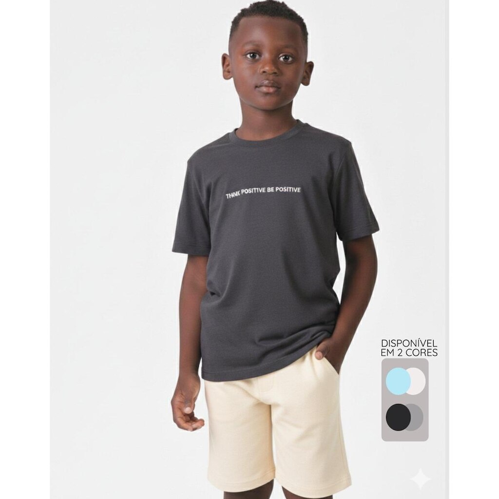 Conjunto camiseta bordado bermuda lverão estiloso leve fofo - Verde e Cinza - Menino 4 a 14 anos