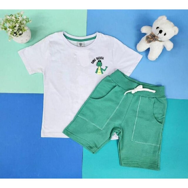 Conjunto Camiseta E Bermuda Com Bolsos Infantil Menino