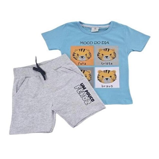 Conjunto Camiseta e Bermuda Infantil Menino Tigrinho