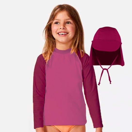 Conjunto Camiseta e Boné Praia Proteção Solar UV 50+ Infantil Bebê Menino Menina