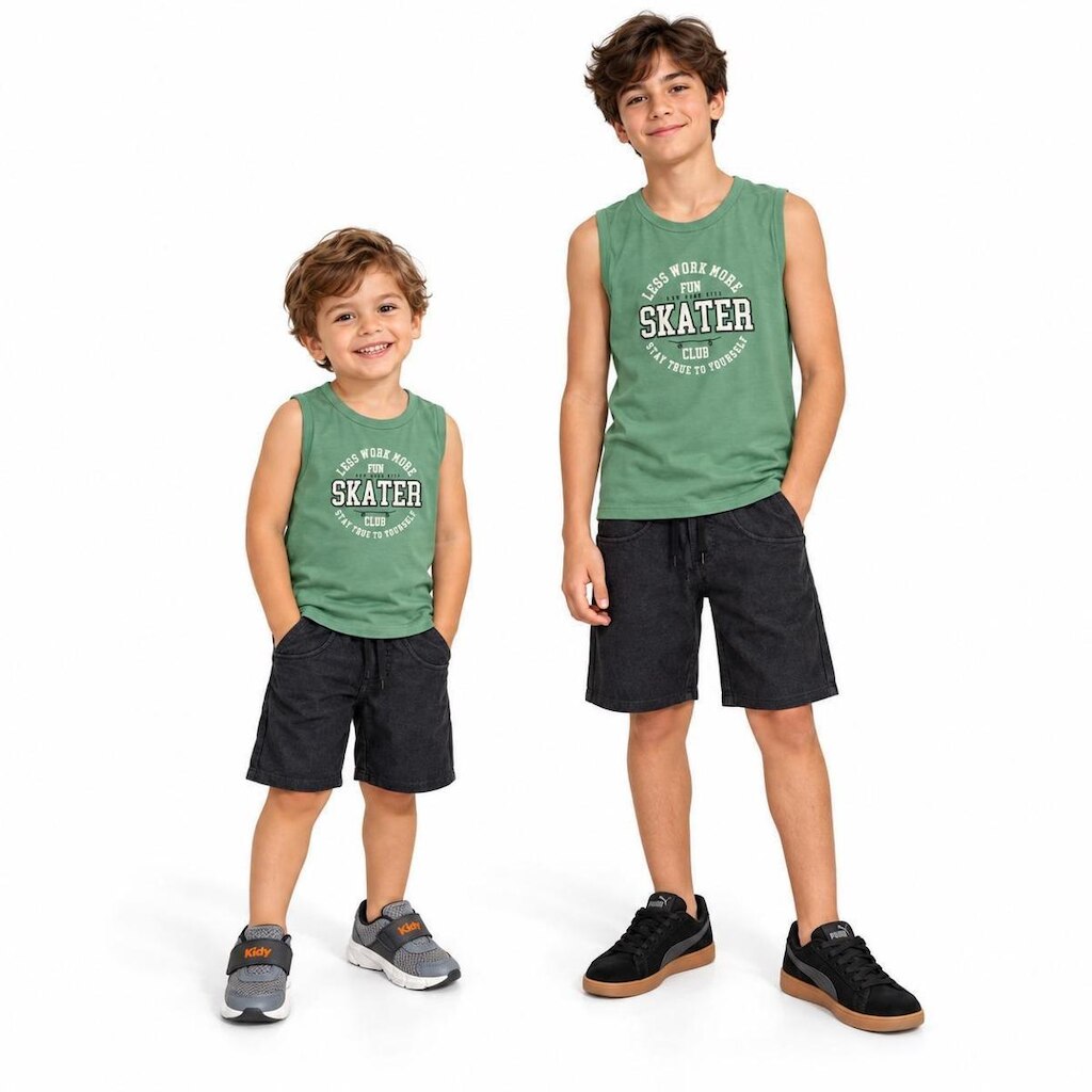 Conjunto camiseta regata Skater e bermuda moletinho Have Fun