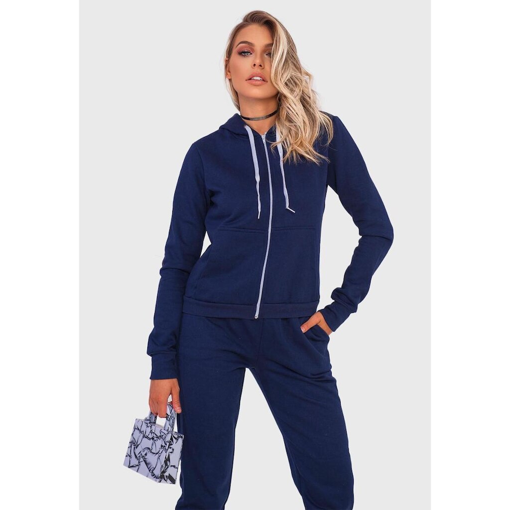 Conjunto casaco blusa moletom com capuz + calça moletom.