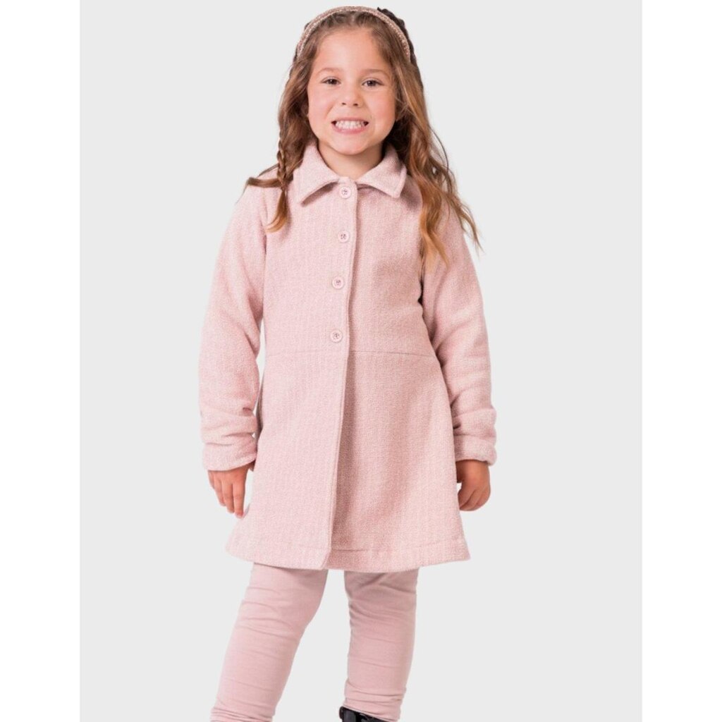 Conjunto Casaco Botão Com Legging Térmica Moda Dia a Dia Frio Inverno Elegante - Menina 4 a 14 anos