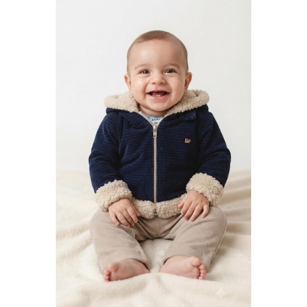 Conjunto Casaco Calça Plush Bebê Menino Inverno D+Baby 60526