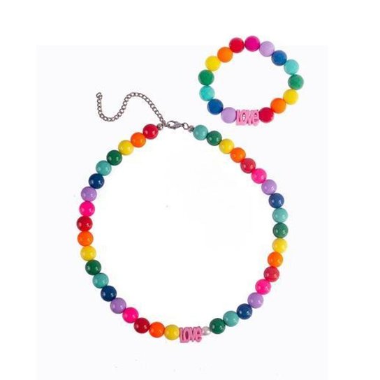 Conjunto colar e pulseiras colorful love - Colorido